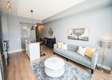 Toronto furnished apartment couch and living room