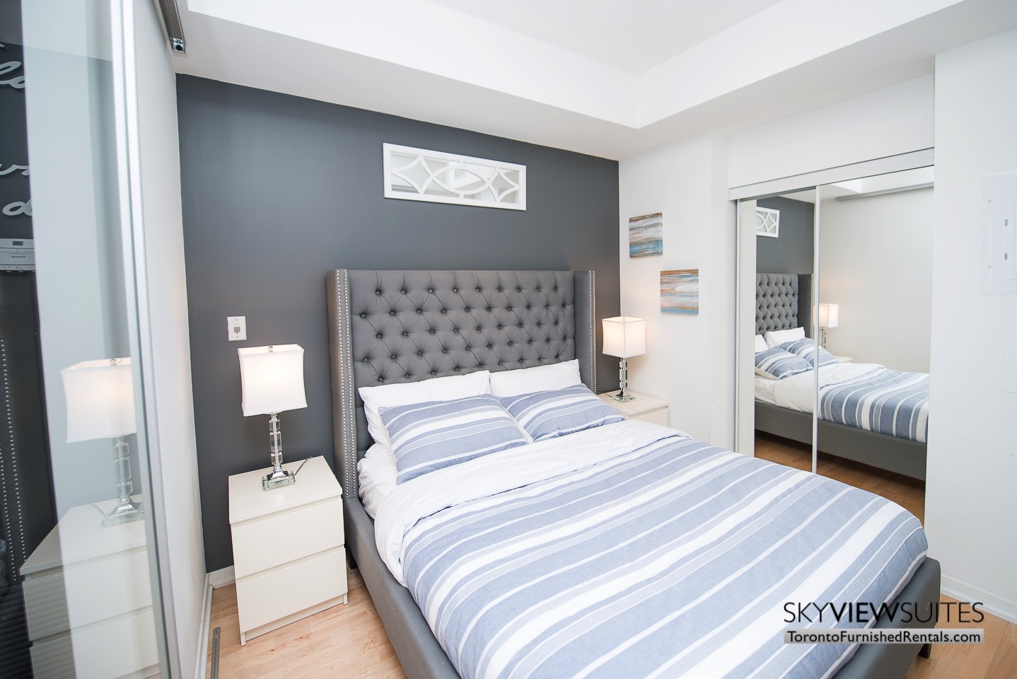 MLS furnished condo toronto grey bedroom