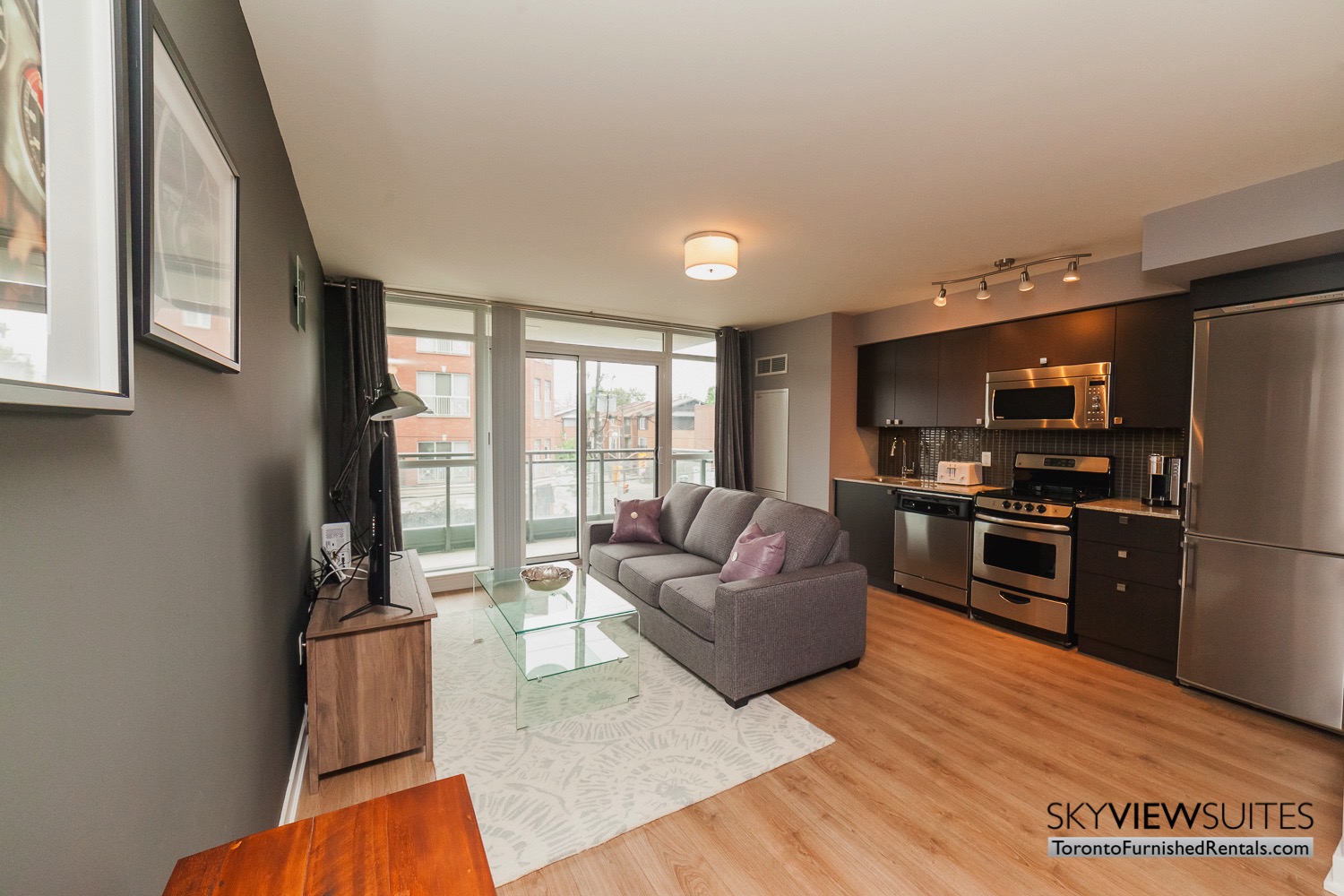 living room and kitchen