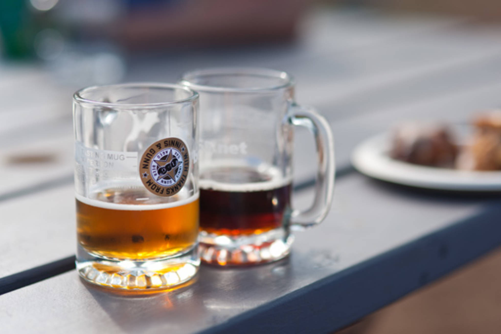 Two half-glasses of lovely beer