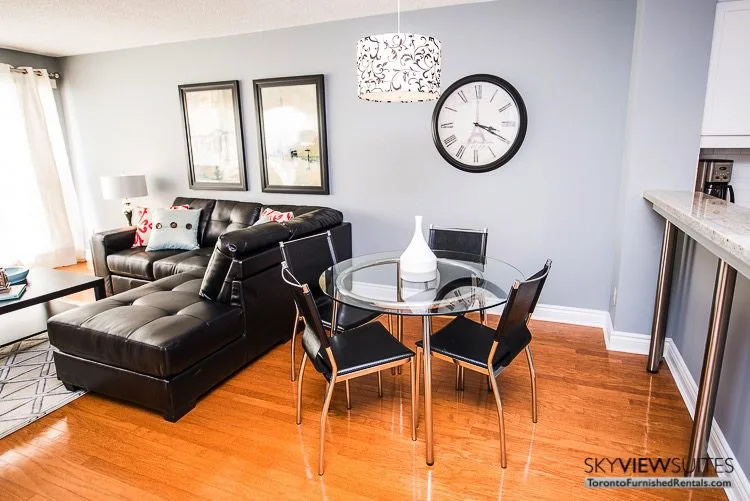serviced apartments toronto marina del ray dining table and living room couch