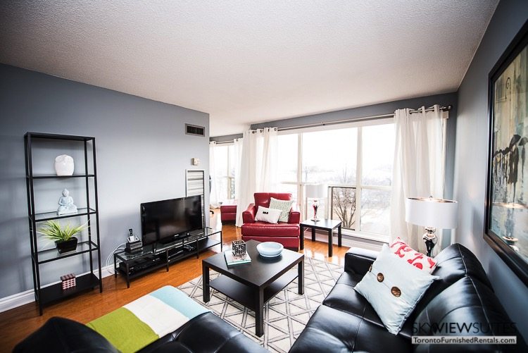 serviced apartments toronto marina del ray living room with television and couches