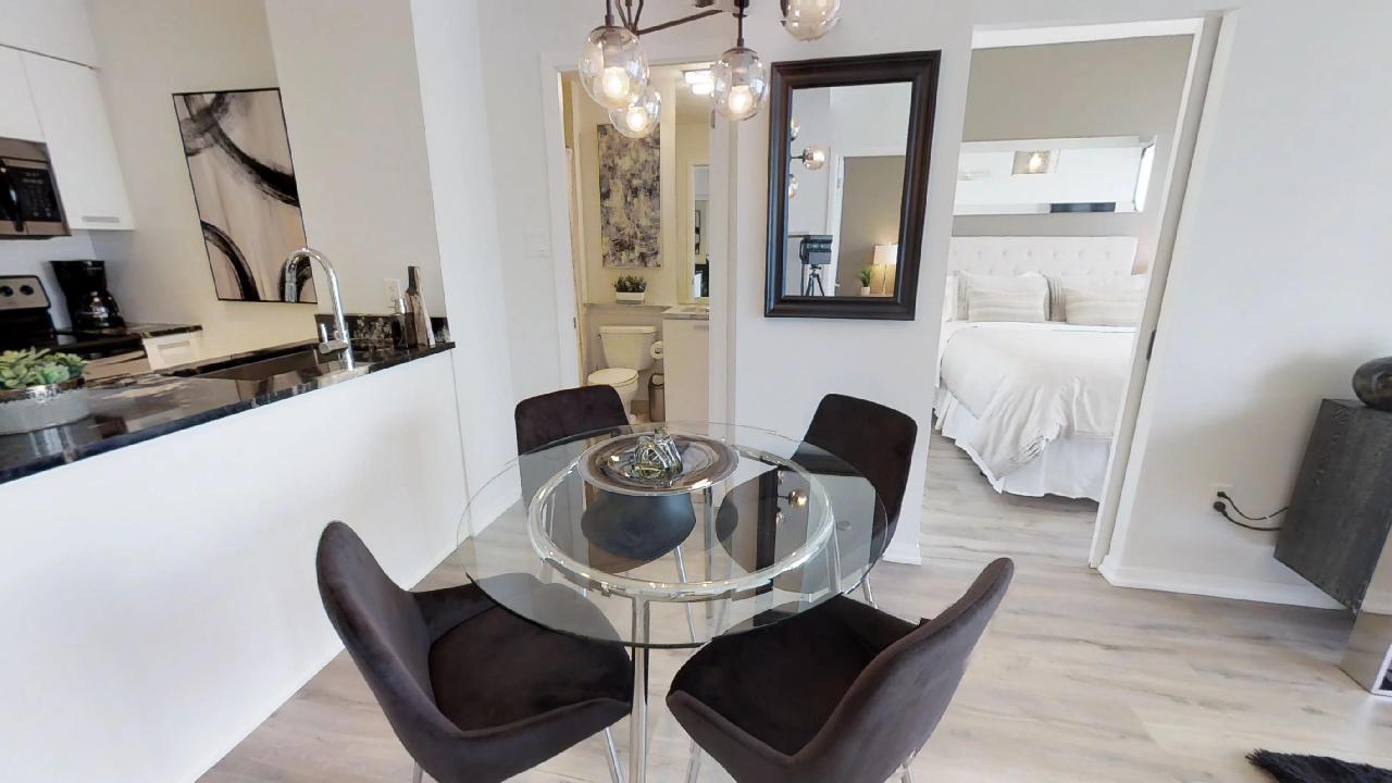 the dining area in a corporate stay in downtown toronto