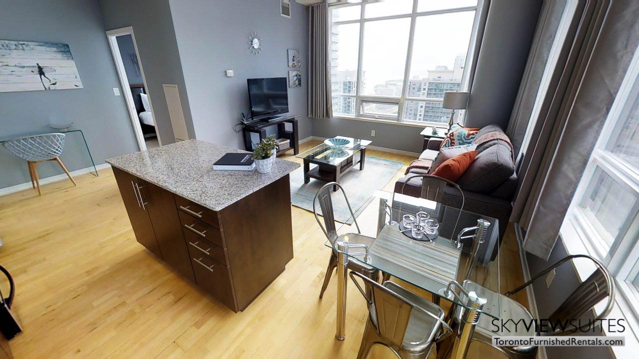 short term rentals Toronto Maple Leaf Square living room