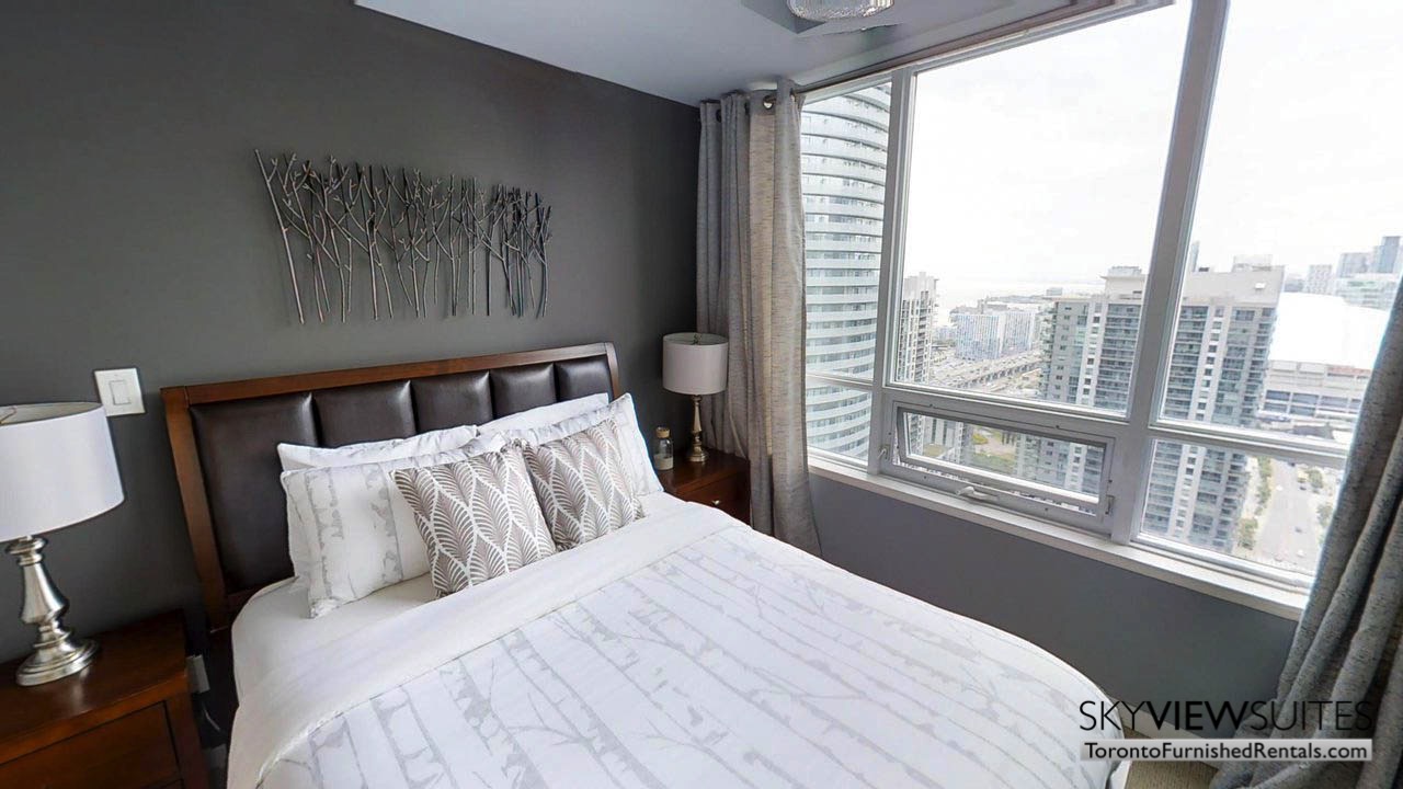 short term rentals Toronto Maple Leaf Square bedroom with view