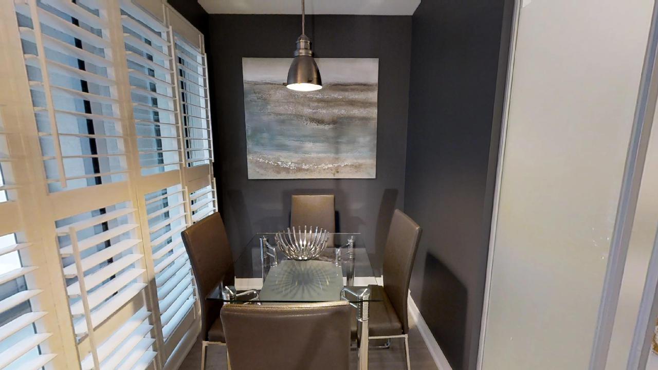 dining area in a modern furnished apartment near the financial district of toronto